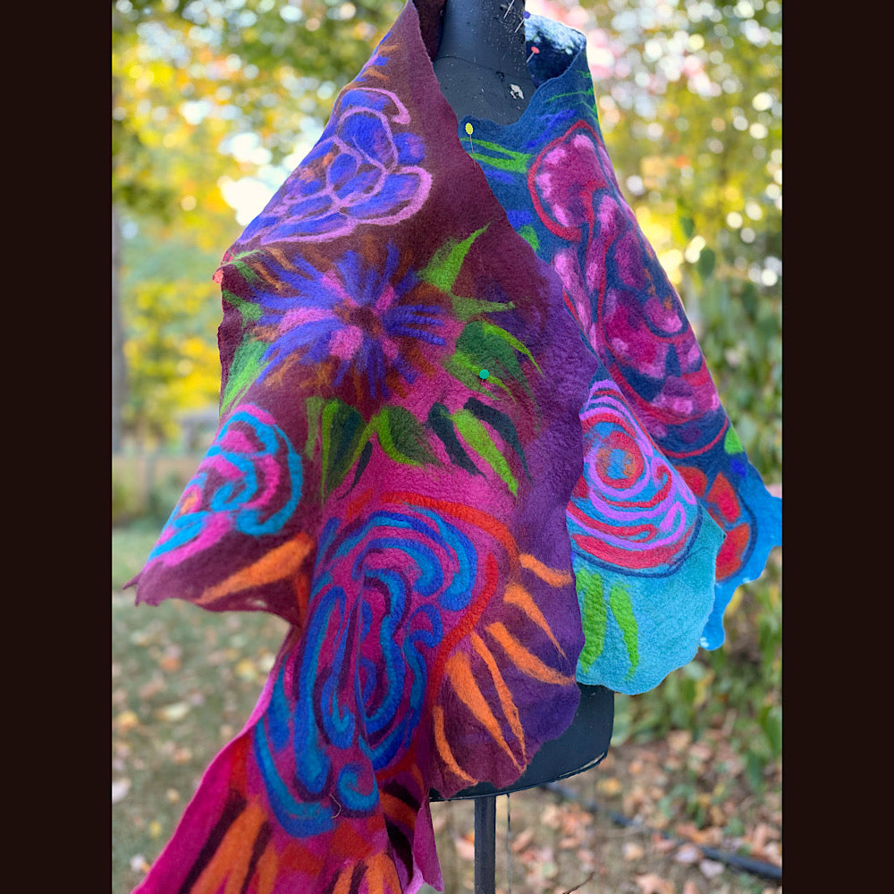 Handmade Felted Wool Scarf 82” X 25”