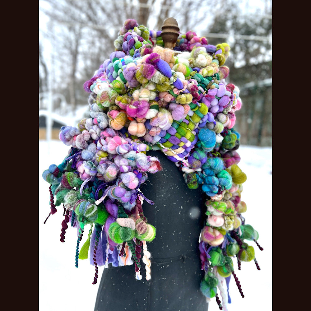 Winter rose Woven art yarn Scarf 100” X 7-8”