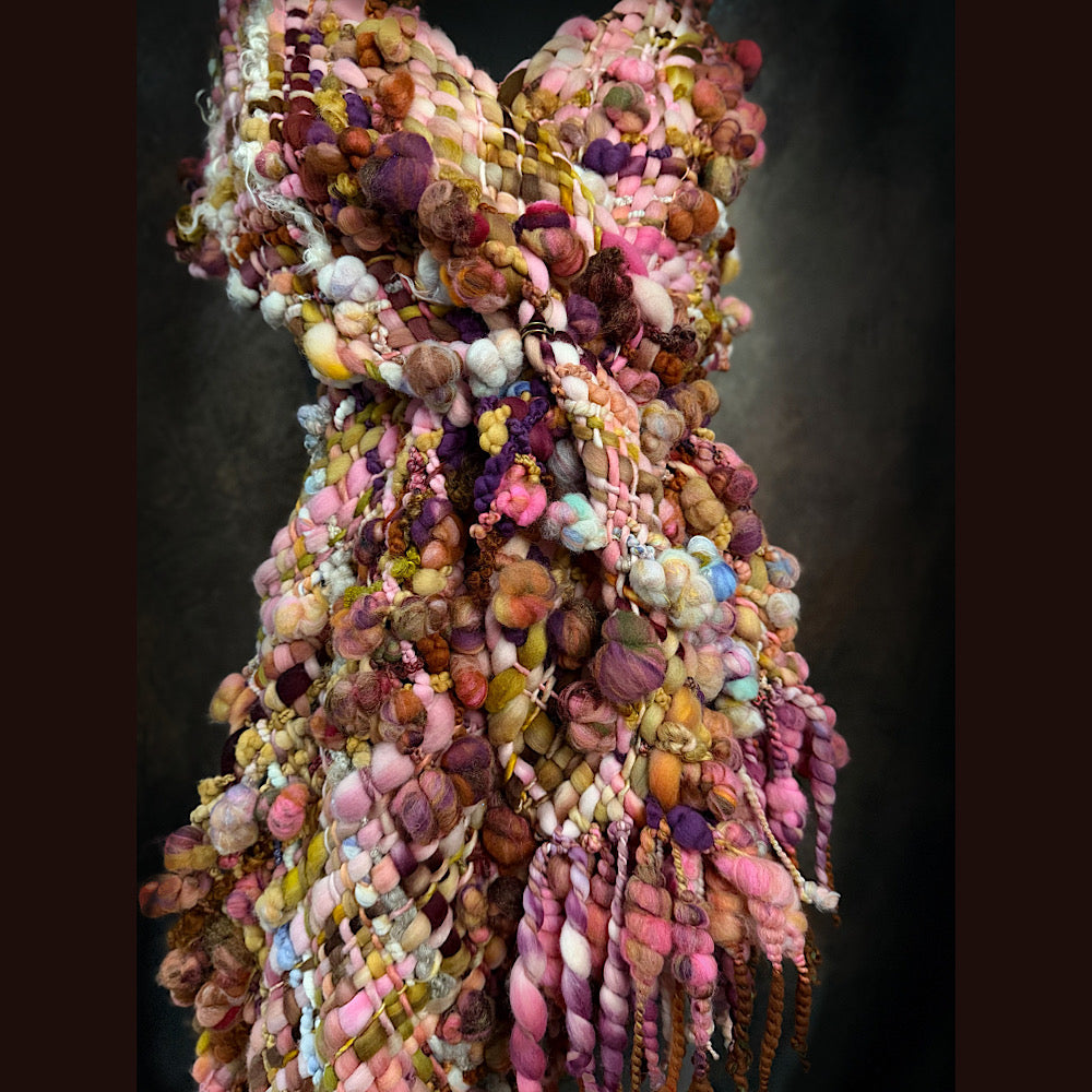 Handmade wool Woven Scarf 84”X 11”