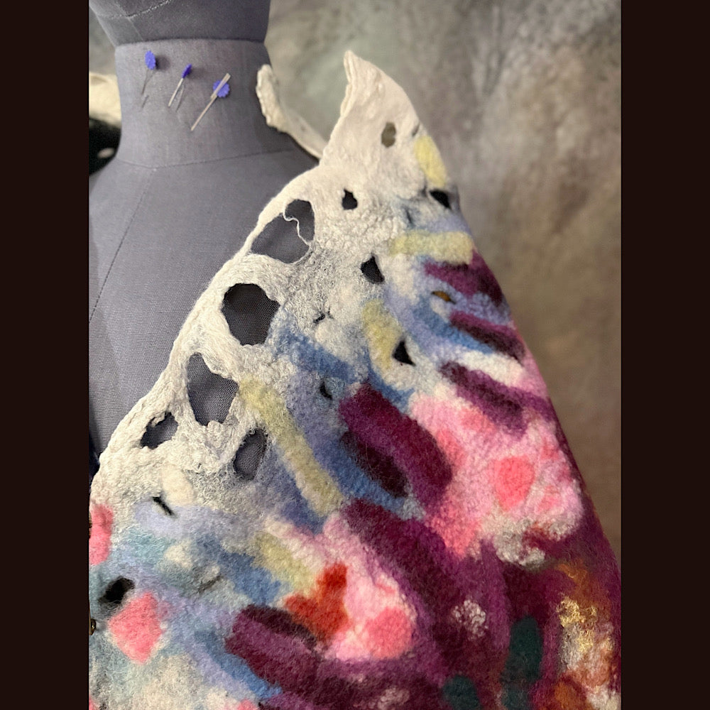 OOAK Handmade wool Felted Scarf 92” X 17”Original art work