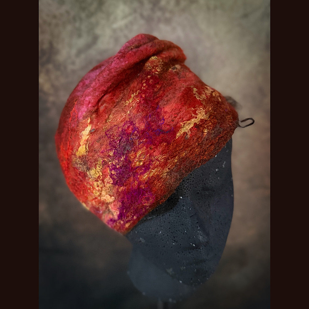 OOAK Handmade wool Felted hat 23” small/medium