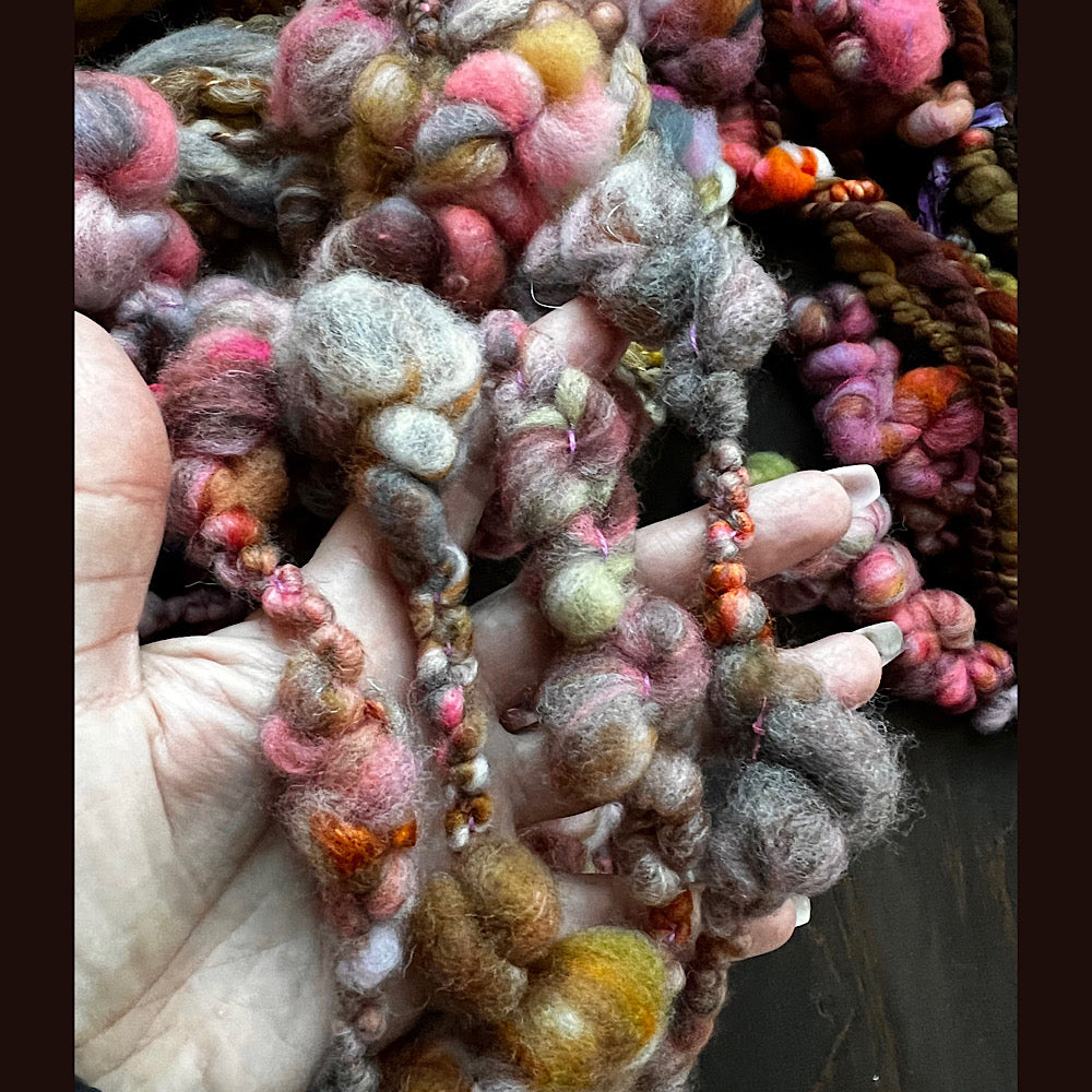 Large lot of hand spun yarn for weaving  knitting crochet 12.3 oz