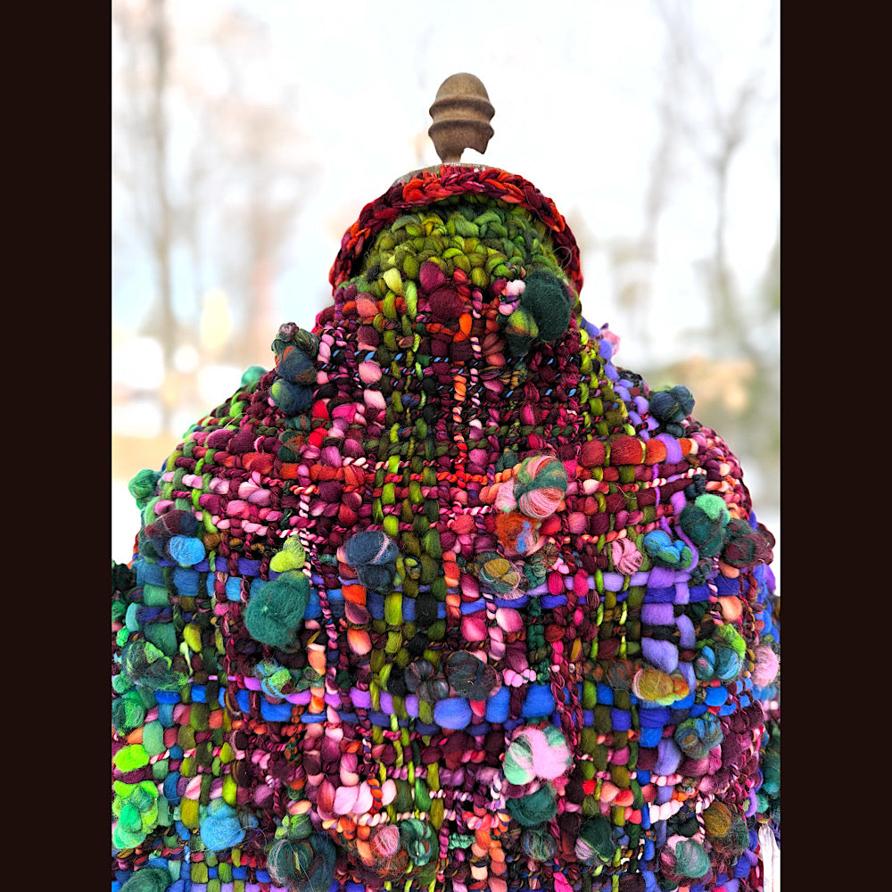 Handmade wool Woven Scarf shawlette 53” X 28”