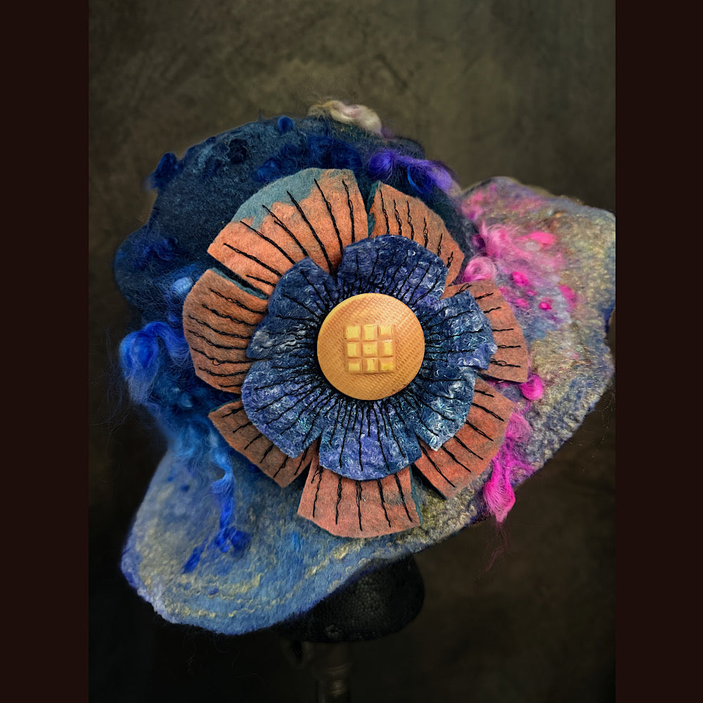 Handmade wool Felted hat 23.5” medium