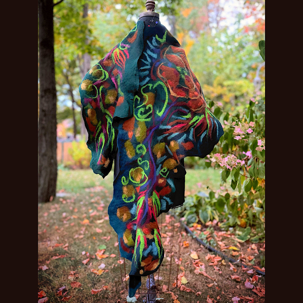 Handmade Felted Wool Scarf 85” X 21”