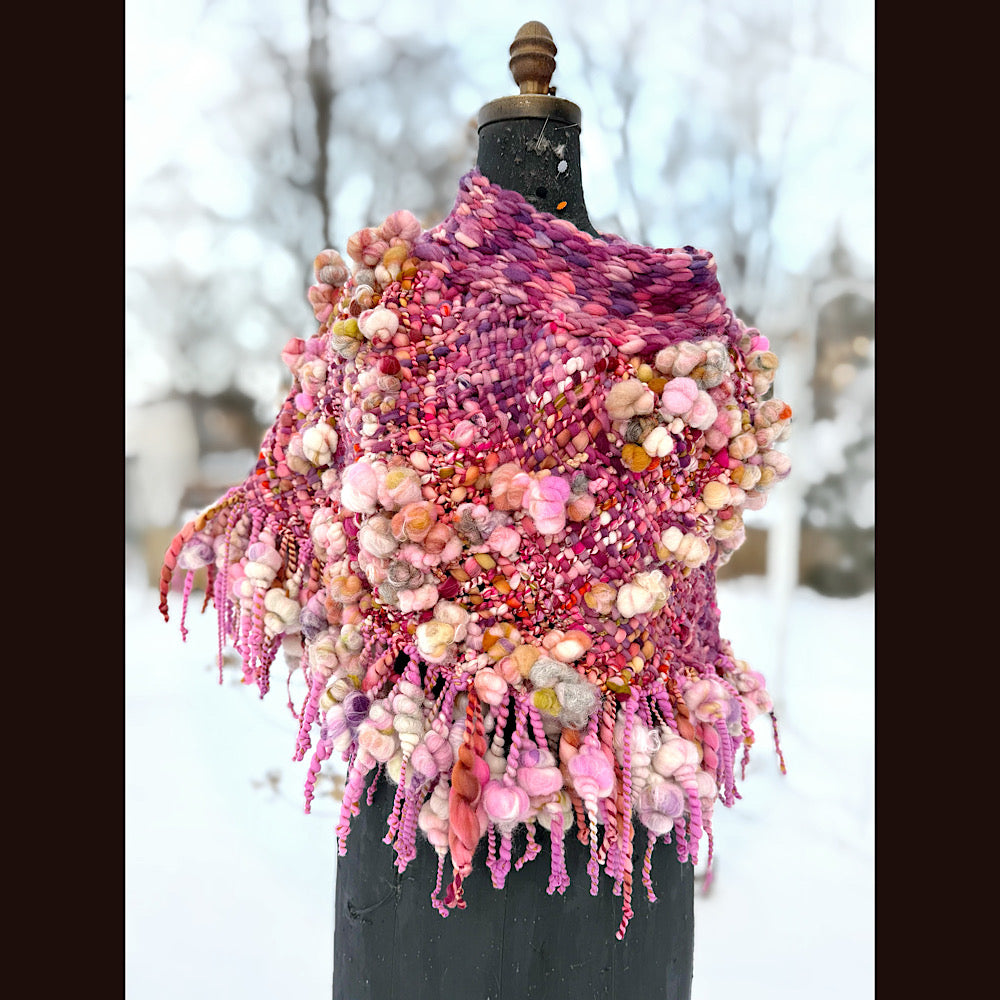 Handmade wool Woven Scarf shawlette 26”X  20” larger size