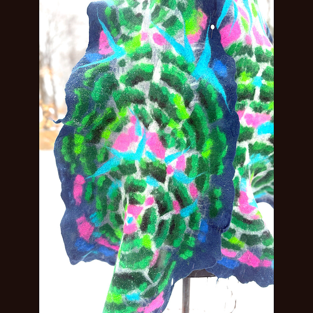 Handmade wool Felted Scarf 80” X 17”