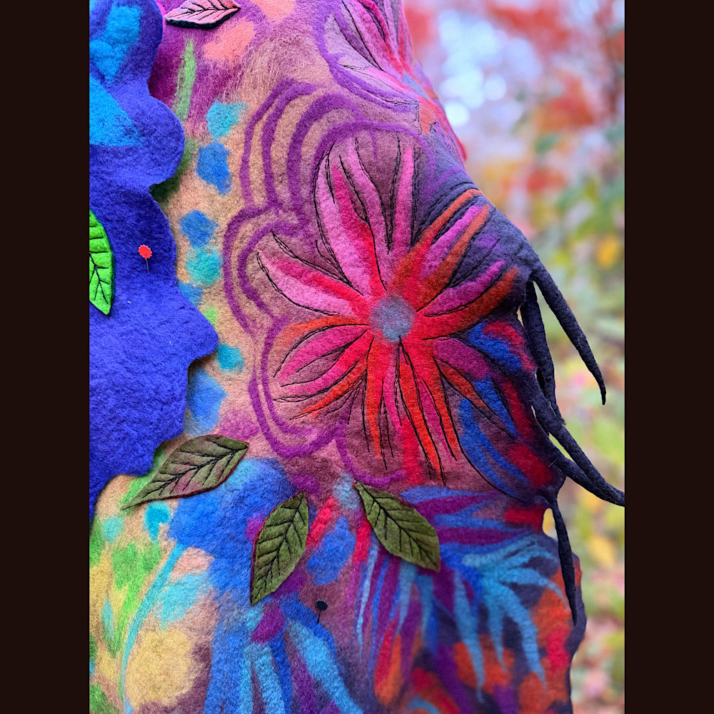 Handmade Felted Wool Scarf 74” X 33”