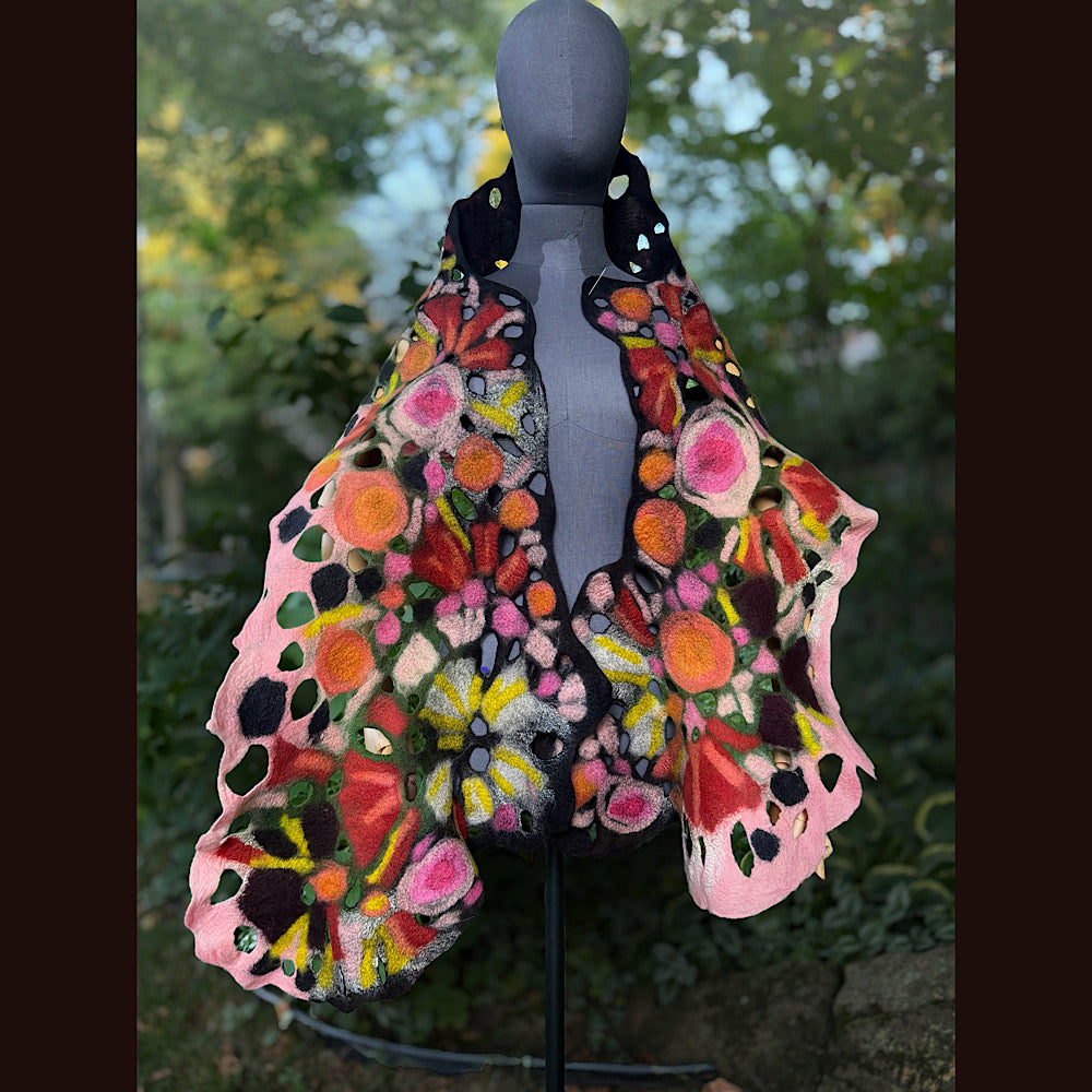 OOAK Handmade wool Felted Scarf 82” X 17” Original art work
