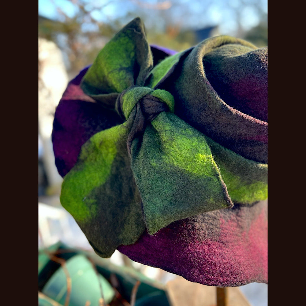 Felted top hat with bow 23” medium