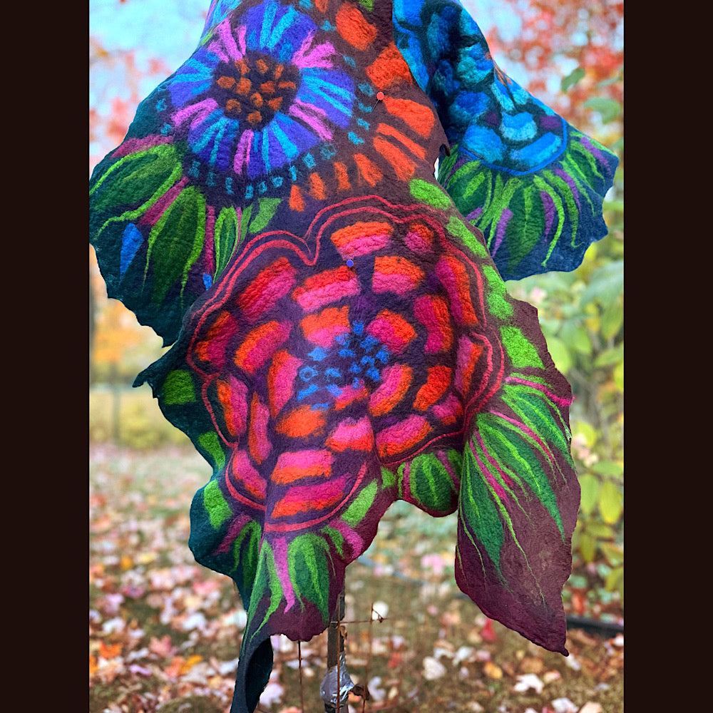 Handmade wool Felted Scarf 82” X 31”