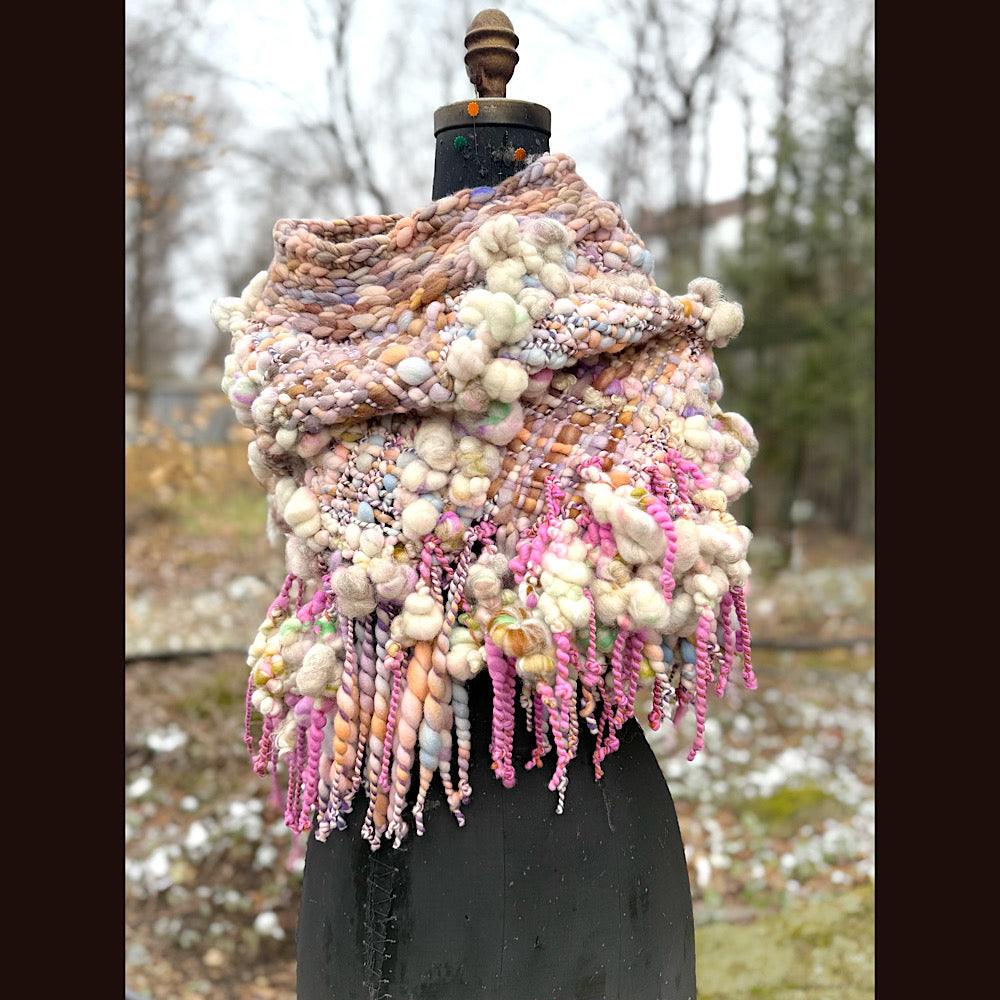 Handmade wool Woven Scarf shawlette 19”X 20”