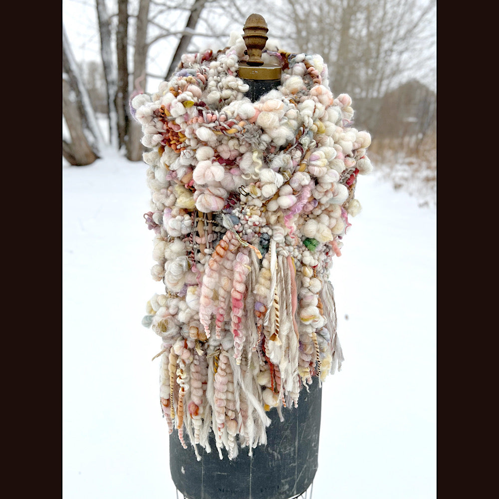 The Snow Rose Scarf 92” X 10”  1.2 pound