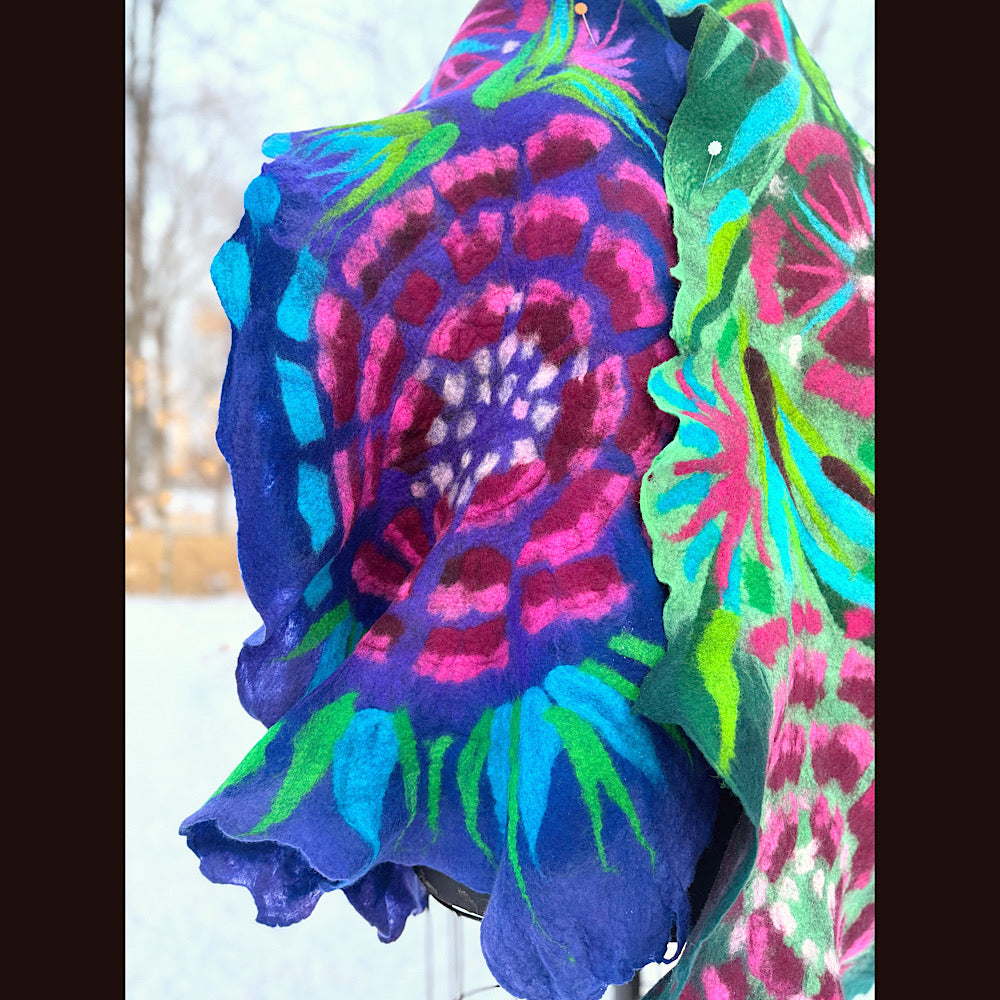 Handmade wool Felted Scarf 90” X 24”
