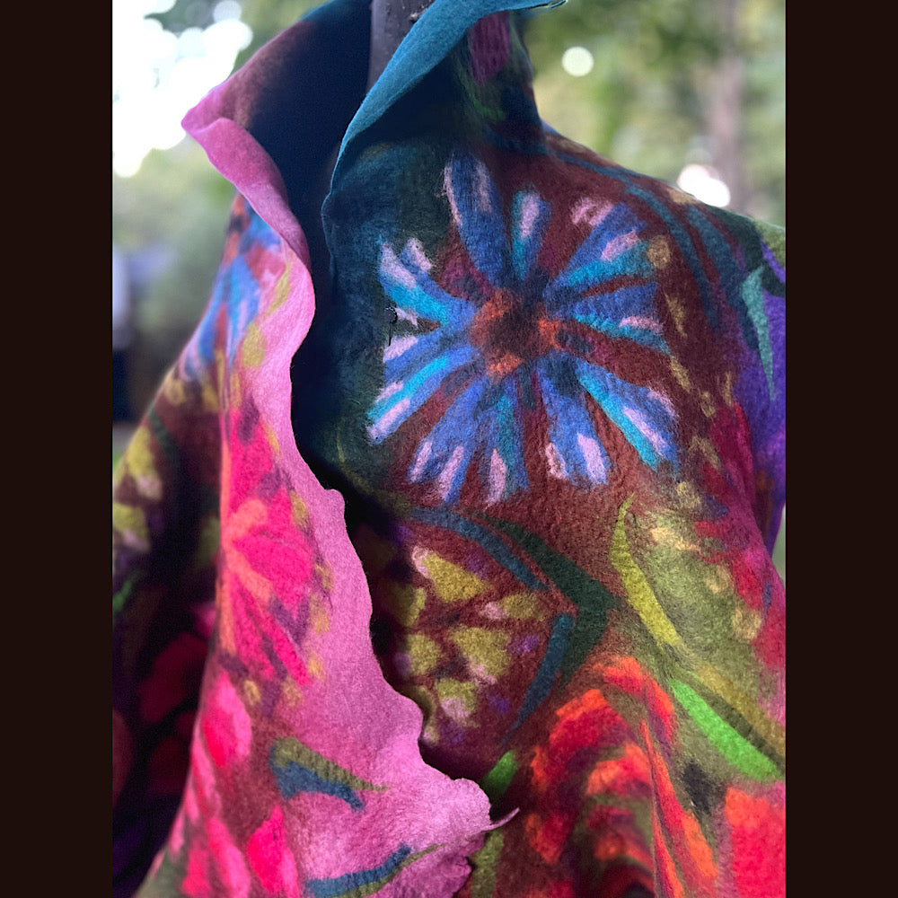 Handmade Felted wool Scarf 86” X 26”