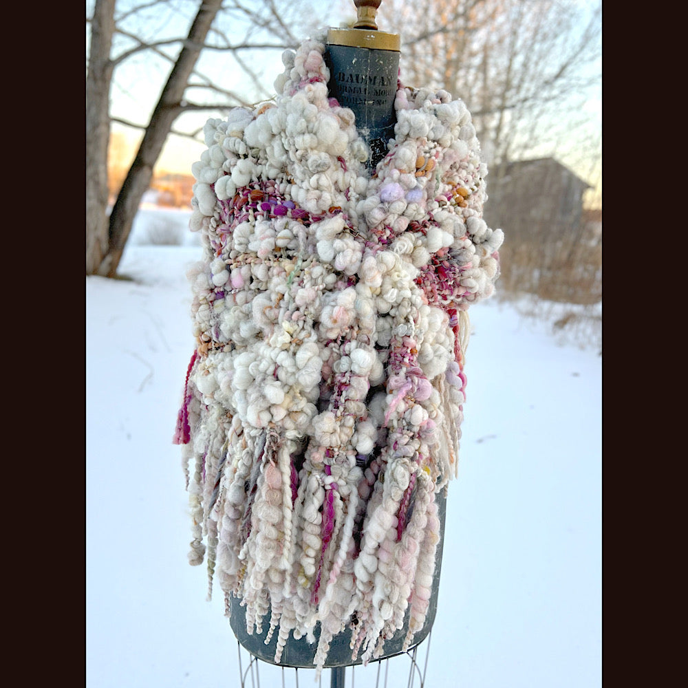 The Snow Rose Shawl  64” X 22”  1.3 pound