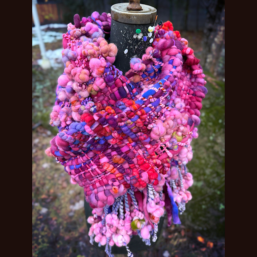 Handmade wool Woven Scarf 98” X 9”