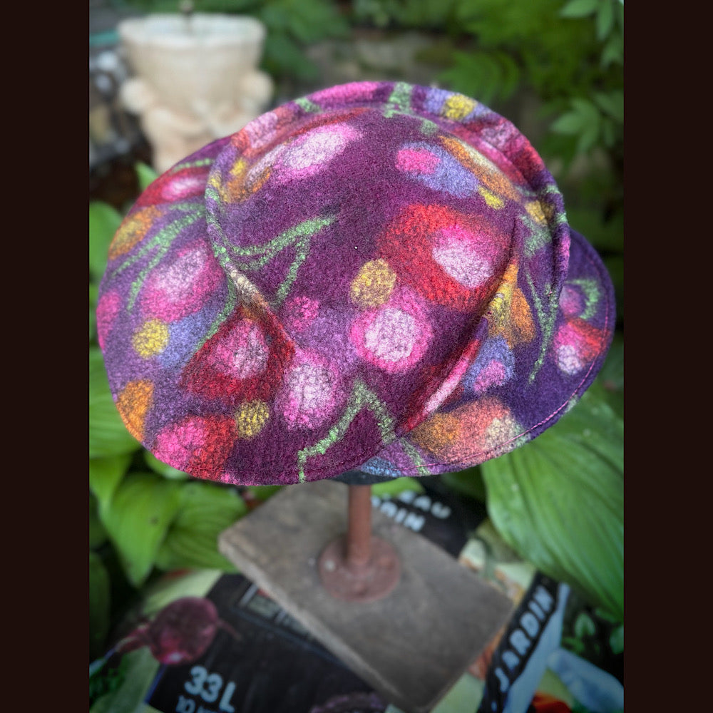 OOAK Handmade wool Felted hat 23.5” medium