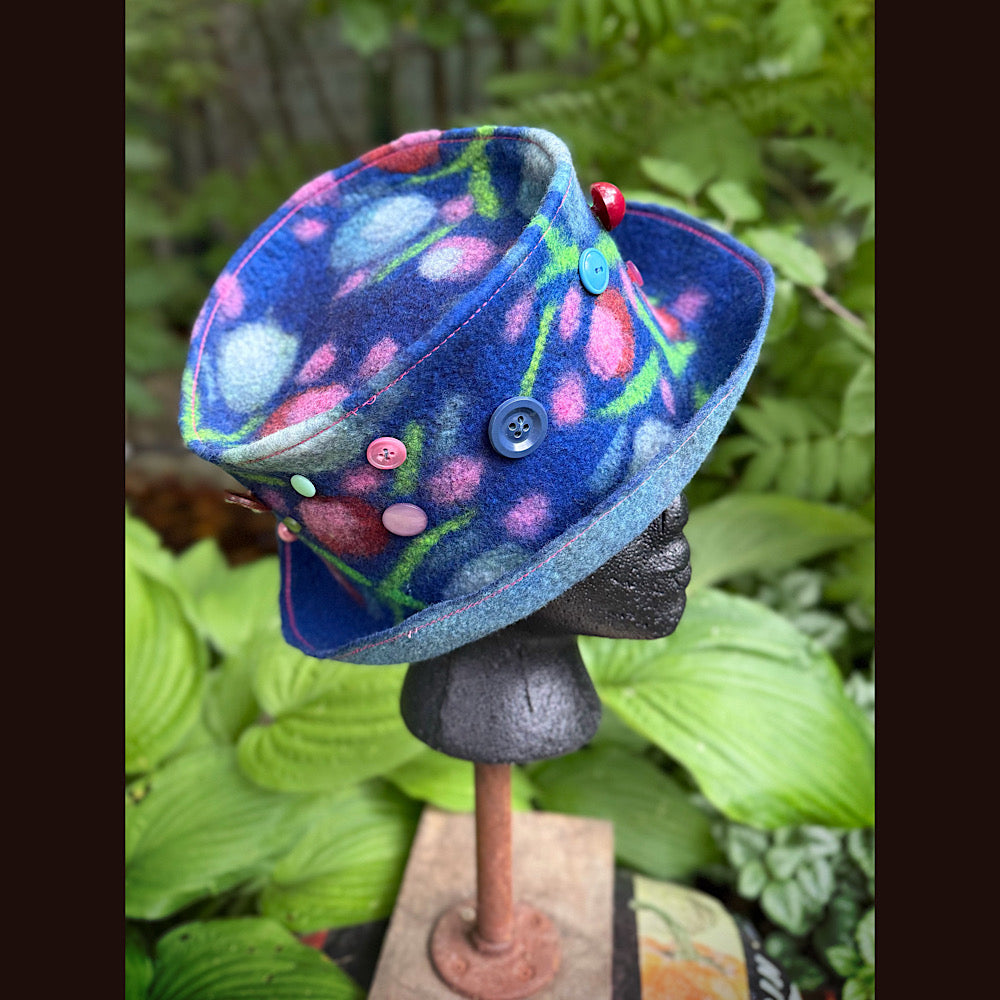 OOAK Handmade wool Felted hat 23.5” medium Silk lining