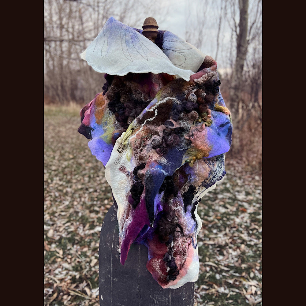 Last rays before dawn felted scarf 69” X 20”