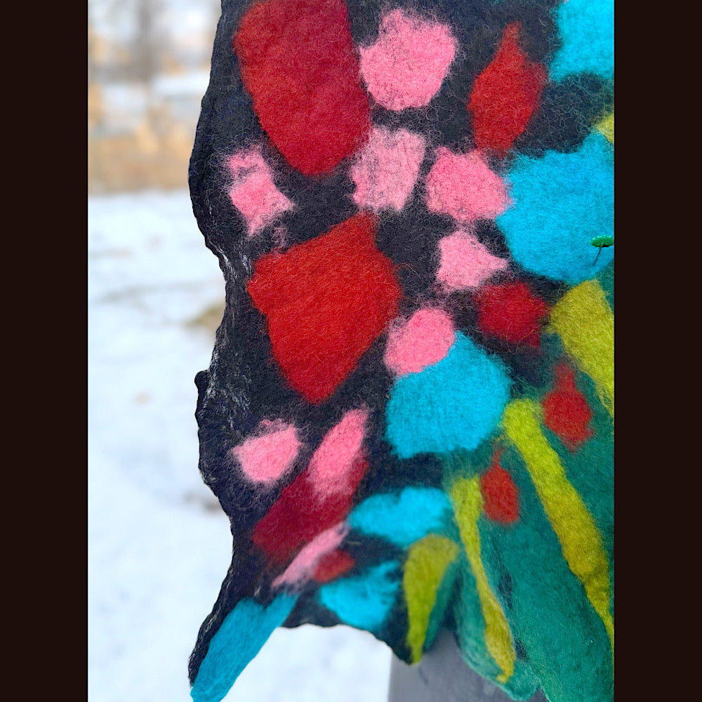 Handmade wool Felted Scarf 78” X 12”