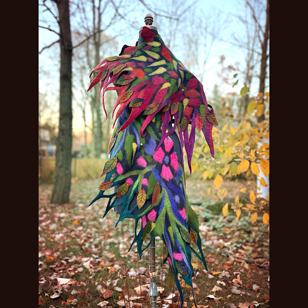 Handmade wool Felted Scarf 86 X 24”