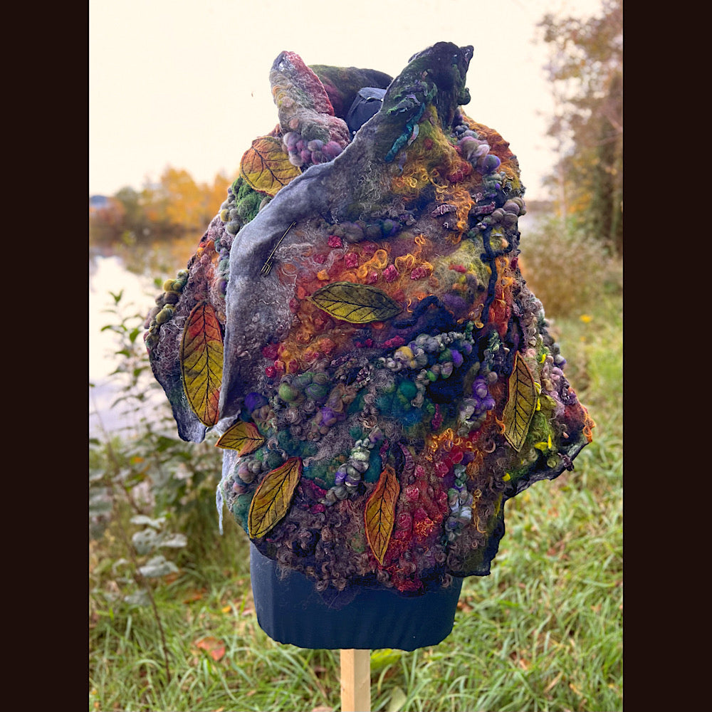 Appalachian trail felted shawl 56” X 22”