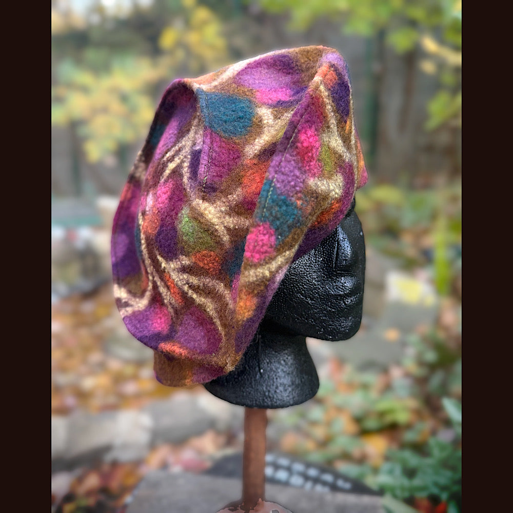 OOAK Handmade wool Felted hat 22.5” small