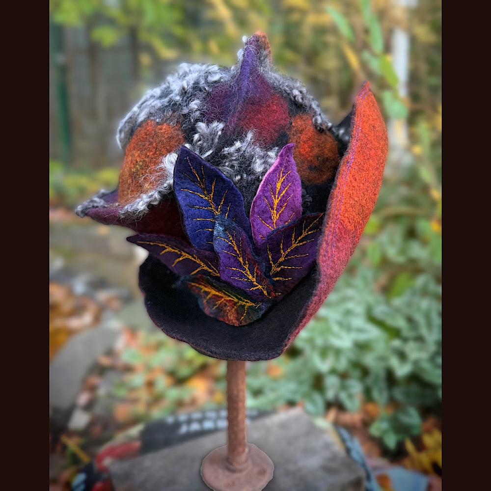 OOAK Handmade wool Felted hat 24” large