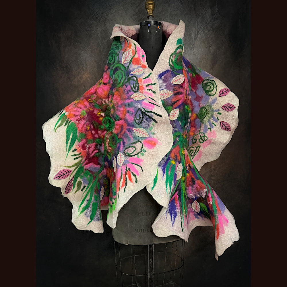 OOAK Handmade wool Felted Scarf 80” X 18”