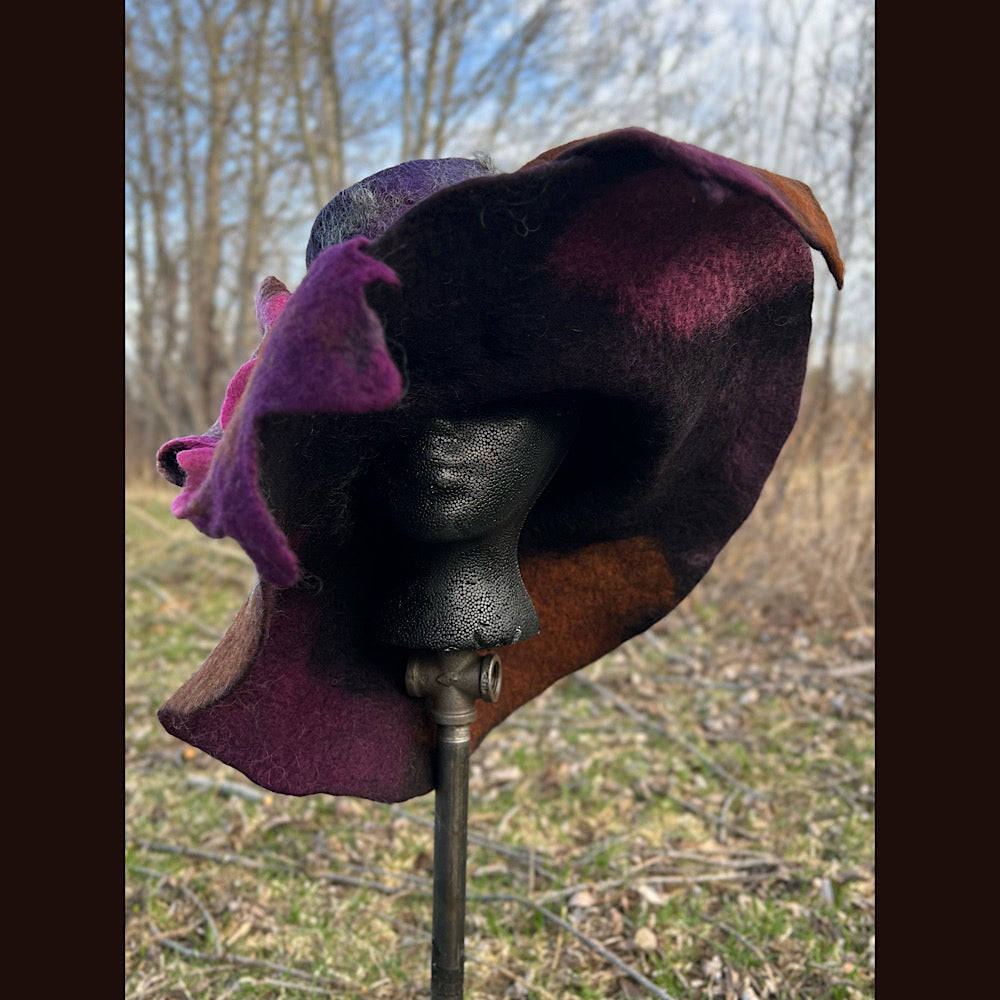 Large brim Felted hat with bow 24” large