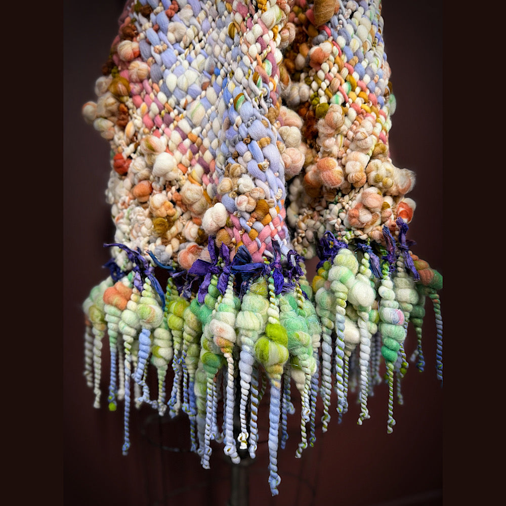 Handmade wool Woven Scarf 84” X 12”