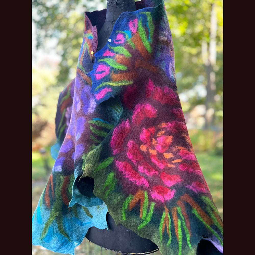 Handmade Felted Wool Scarf 74” X 29”
