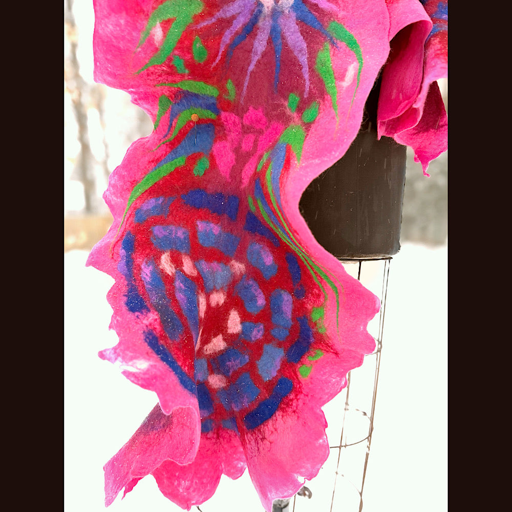 Handmade wool Felted Scarf 88” X 17”