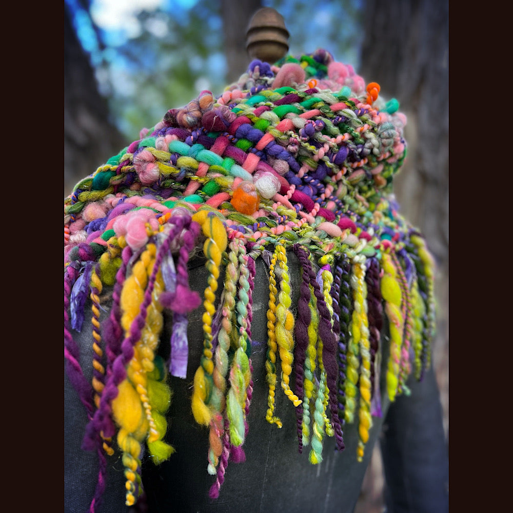 Rainbow warrior Woven shawl 82” X 36” 1 pound