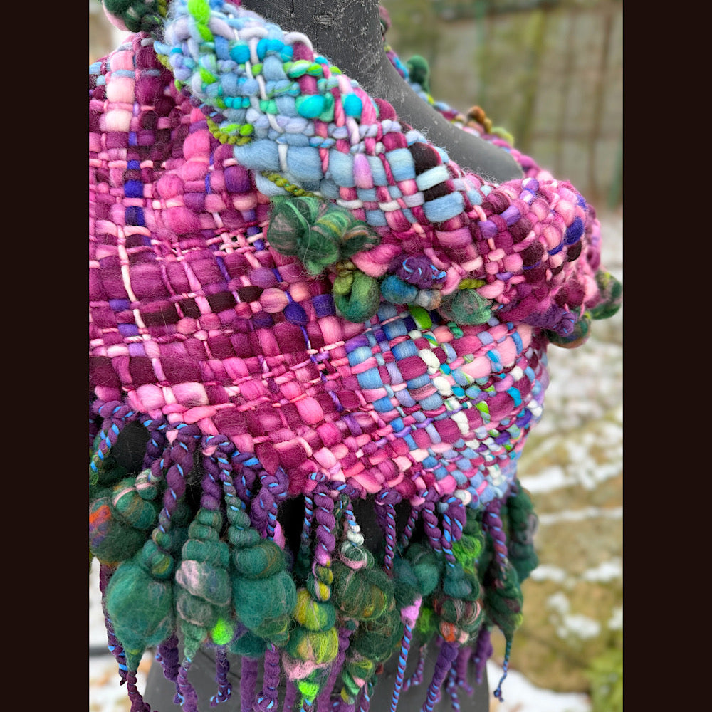 Handmade wool Woven Scarf shawlette 19”X 19”