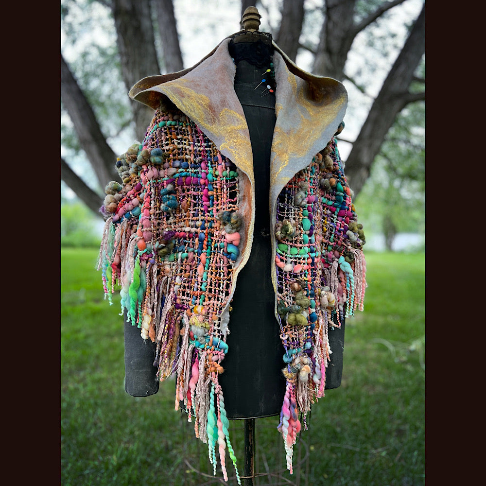 Woven shawl with hood 82” X 36”