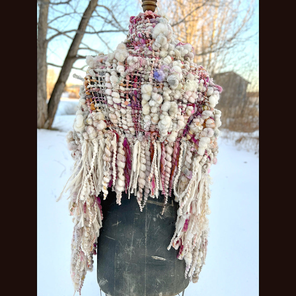 The Snow Rose Shawl  64” X 22”  1.3 pound