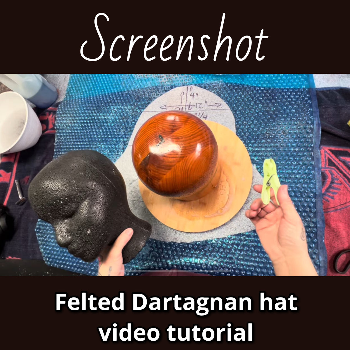 How to felt a Dartagnan hat (large brim) video tutorial 2h50