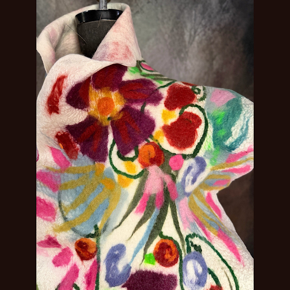 OOAK Handmade wool Felted Scarf 81” X 14” Original art work