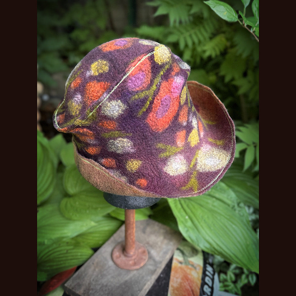 OOAK Handmade wool Felted hat 23.5” medium