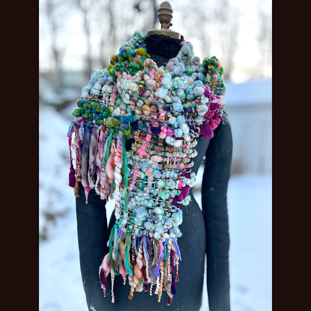 Woven art yarn Scarf 90” X 7”