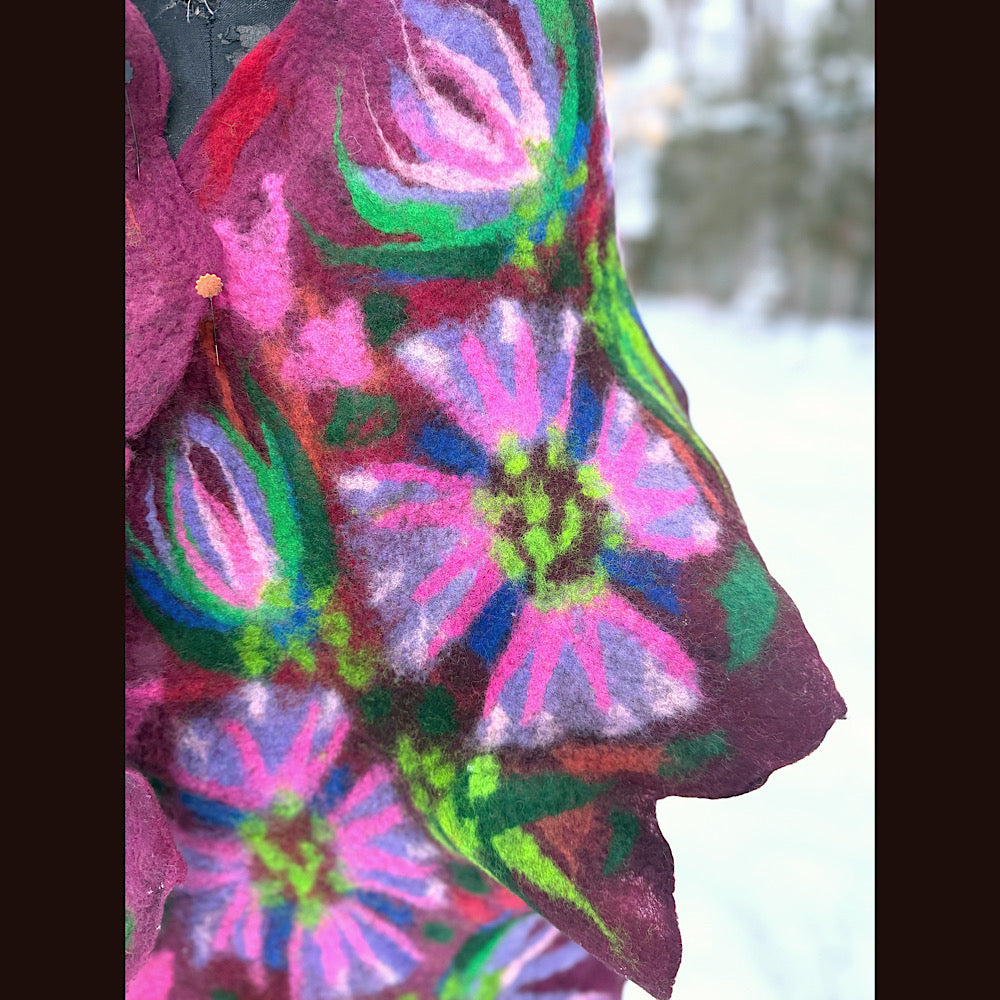 Handmade wool Felted Scarf 80” X 17”