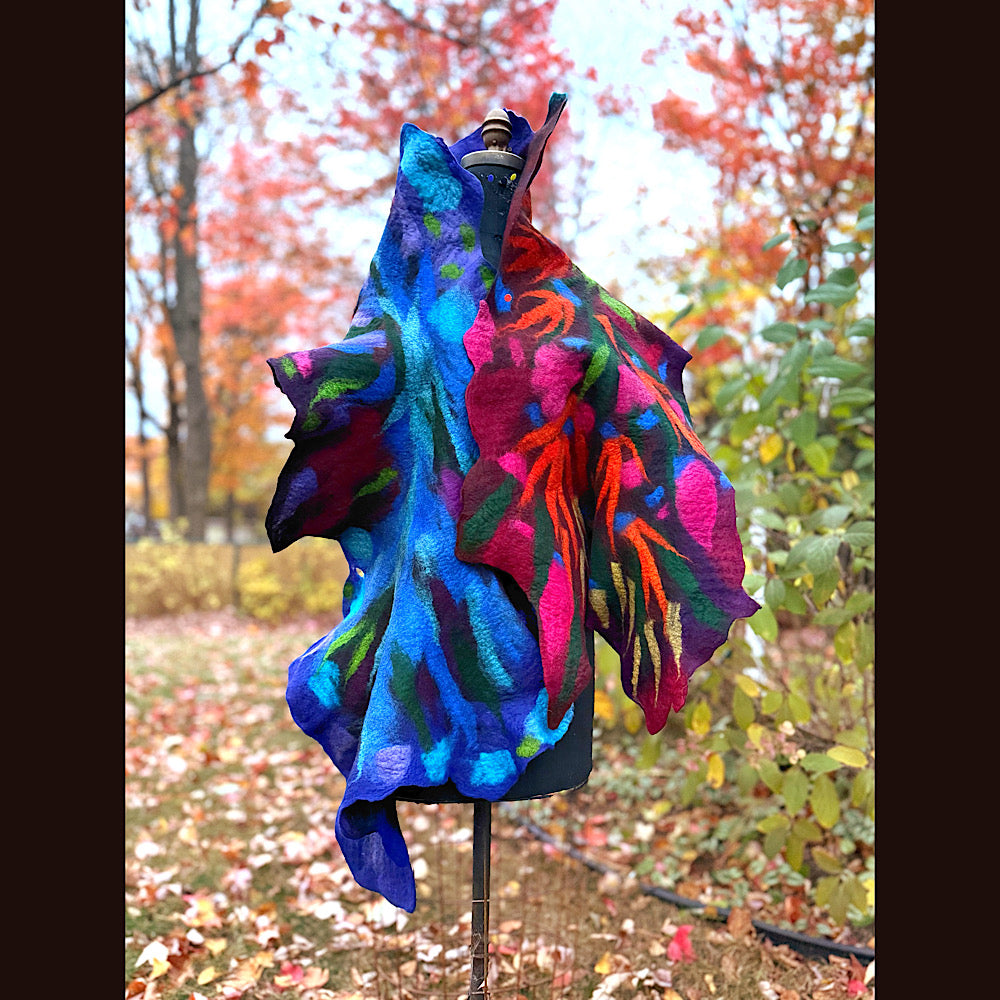 Handmade wool Felted Scarf 79” X 23”