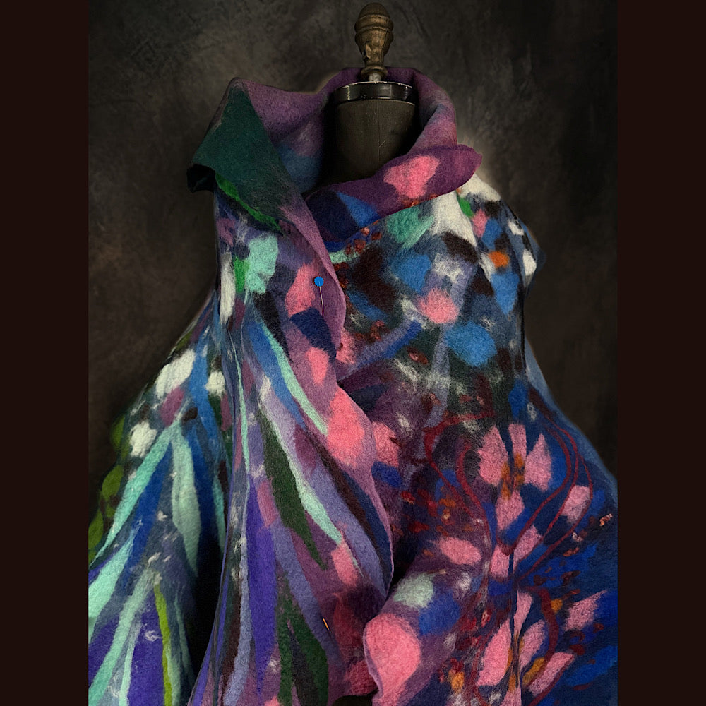 OOAK Handmade wool Felted Scarf 81” X 19”