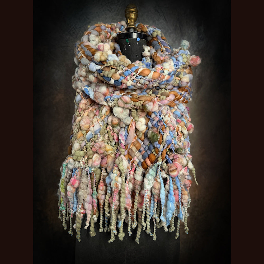 Handmade wool Woven Scarf 88” X 11”