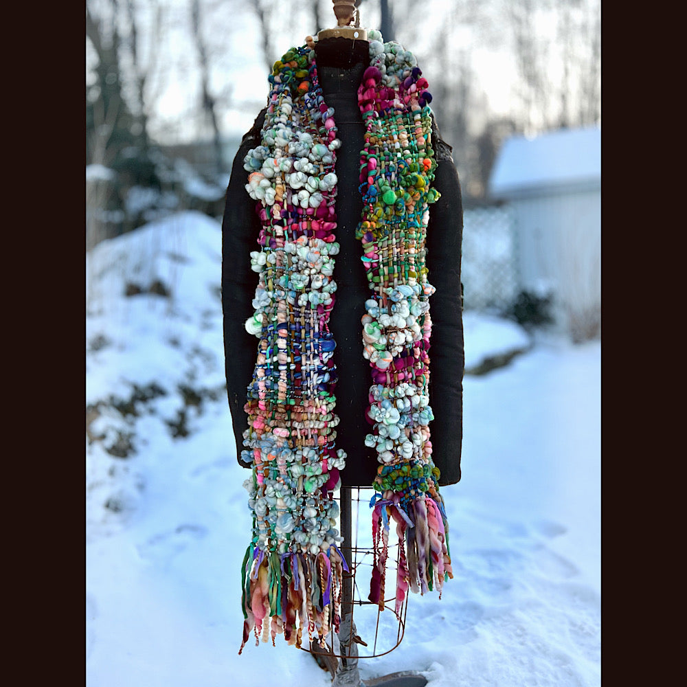 Woven art yarn Scarf 90” X 7”