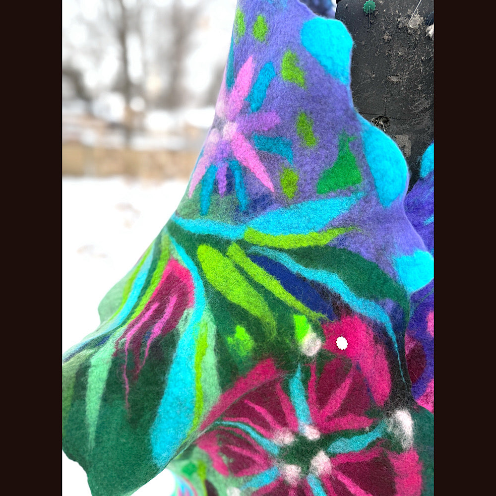 Handmade wool Felted Scarf 90” X 24”