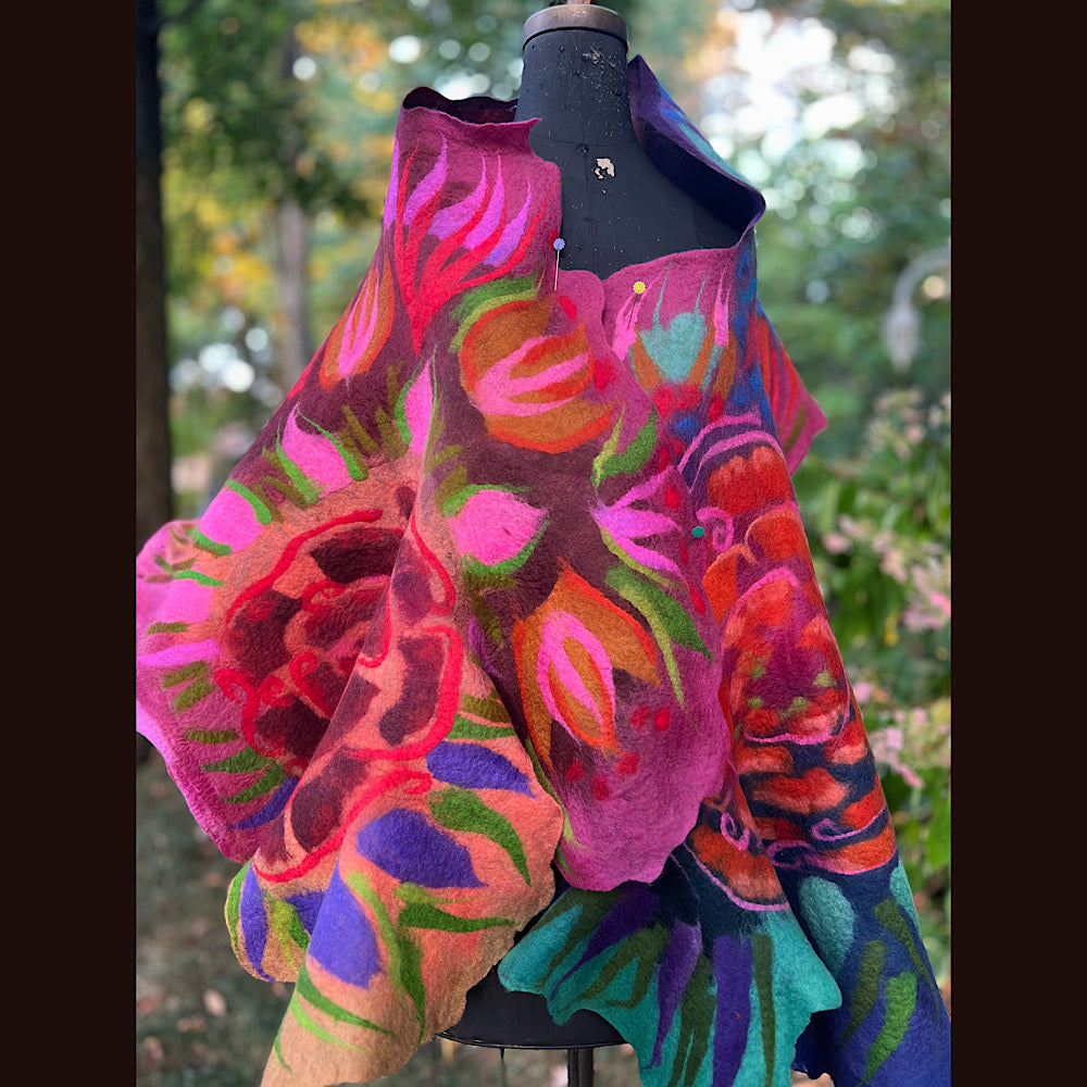 Handmade Felted Wool Scarf 74” X 29”