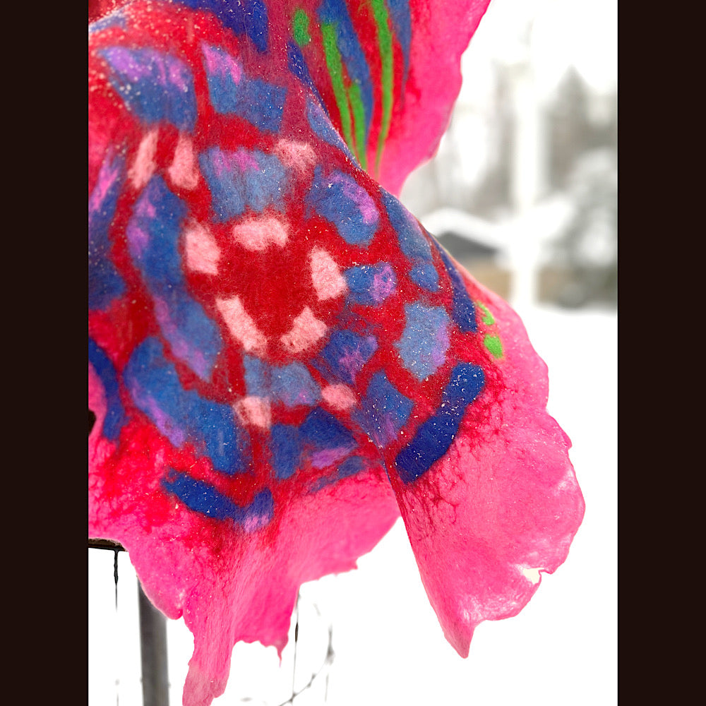 Handmade wool Felted Scarf 88” X 17”
